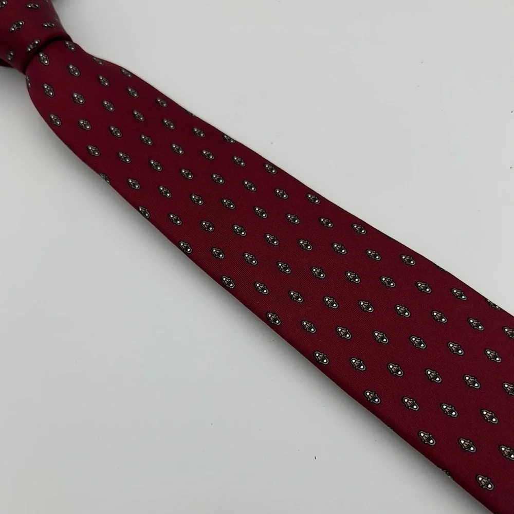 Dior Burgundy and Gray Patterned Tie